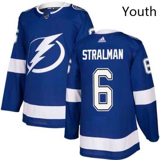 Youth Adidas Tampa Bay Lightning 6 Anton Stralman Authentic Royal Blue Home NHL Jersey